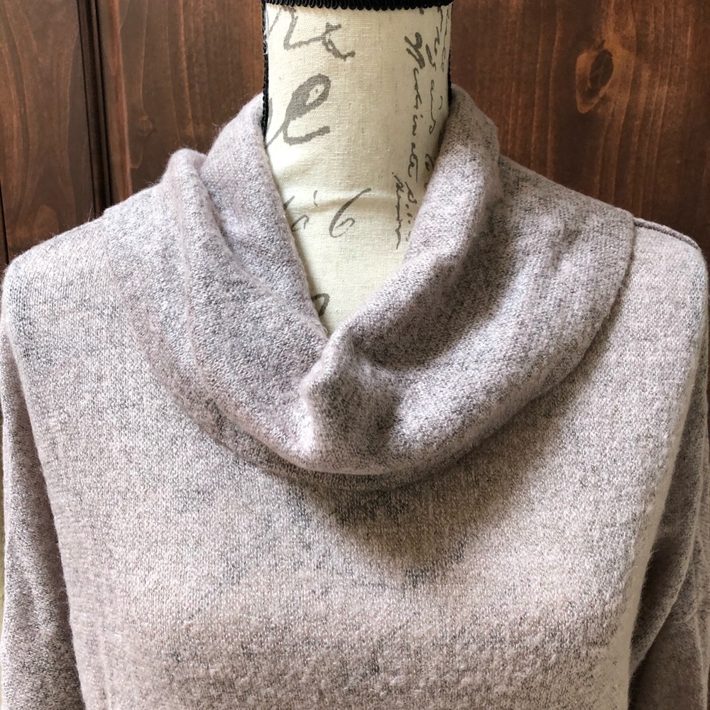 Bar III Sheer Blush Cowell Neck Sweater